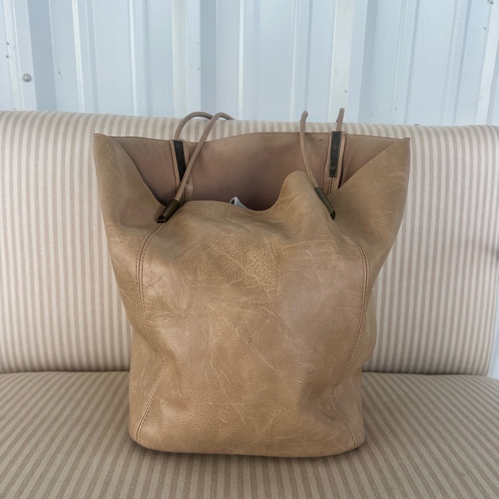 Anthropologie Tan Leather Shoulder Tote